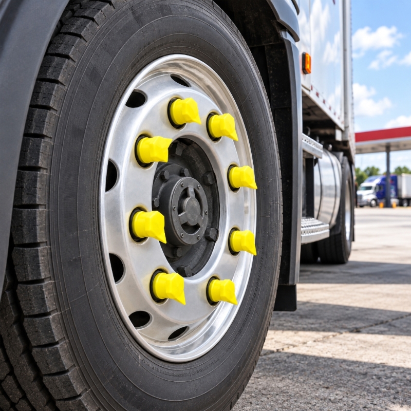 Heavy Equipment Yellow - ตัวแสดงตำแหน่งตัวยึดล้อสีเหลืองพร้อมการออกแบบแบบสั้นสำหรับการตรวจสอบล้อประจำรถบรรทุกและเครื่องจักรกลหนัก X37F