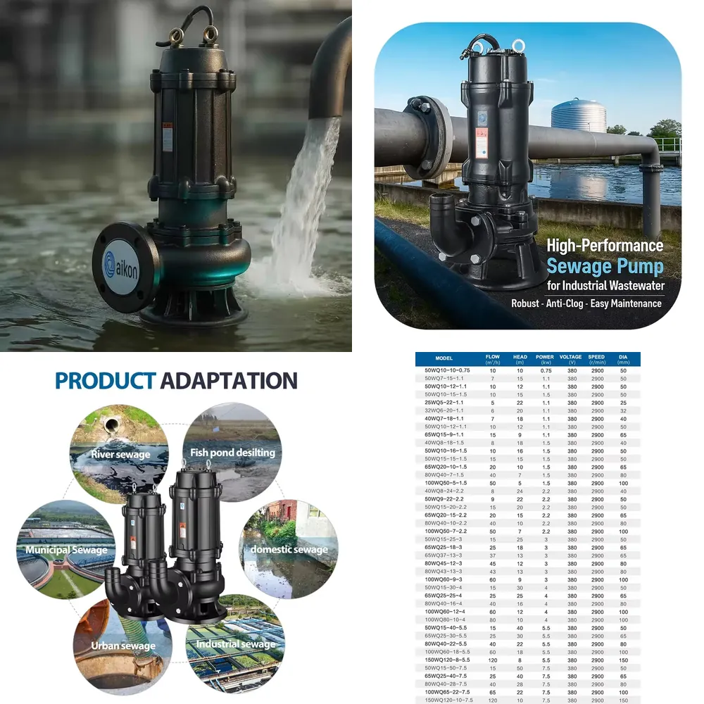 Submersible Pump Sewage - ปั๊มน้ำเสียแบบจุ่มใต้น้ำ 5.075 กิโลวัตต์ ขนาด 1 นิ้ว