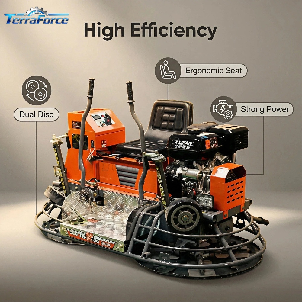 เครื่องขัดคอนกรีตแบบนั่งขับ Te - Power Trowel Concrete บทวิจารณ์และราคา