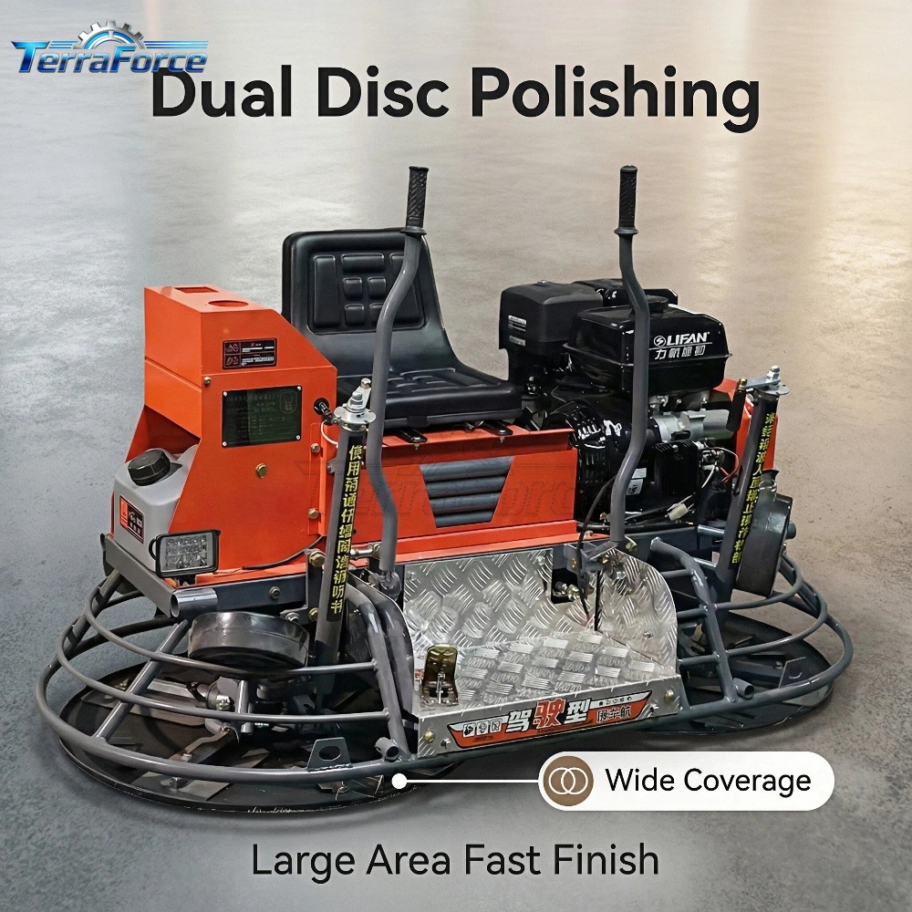 เครื่องขัดคอนกรีตแบบนั่งขับ Te - Power Trowel Concrete บทวิจารณ์และราคา
